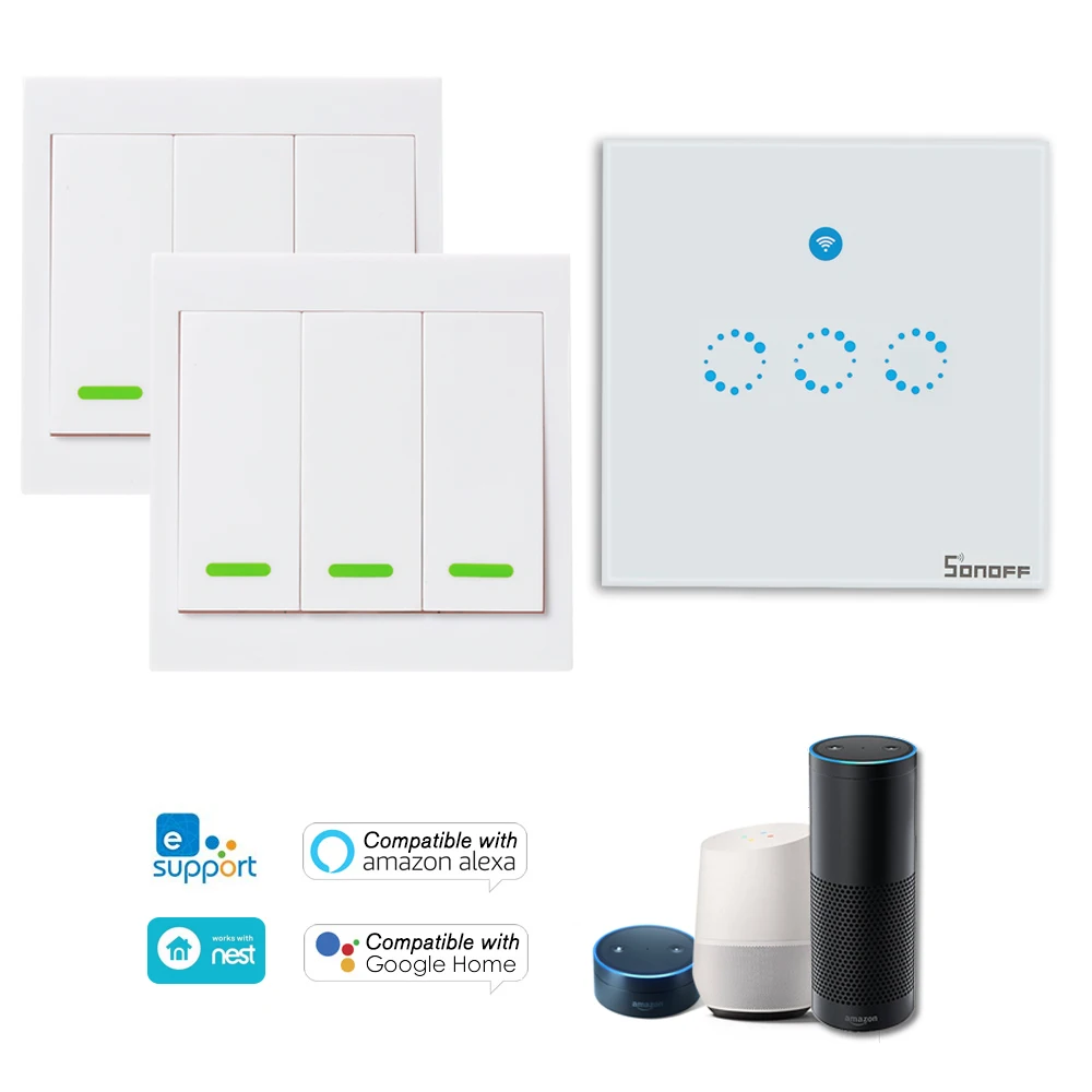 SONOFF T1 Smart WiFi Wall Light Switch 433MHz RF/APP/Touch Control Timer UK Panel 86 Type ON/Off Switch Panel 433MHz Wireless RF
SONOFF T1 Smart WiFi Wall Light Switch 433MHz RF/APP/Touch Control Timer UK Panel 86 Type ON/Off Switch Panel 433MHz Wireless RF