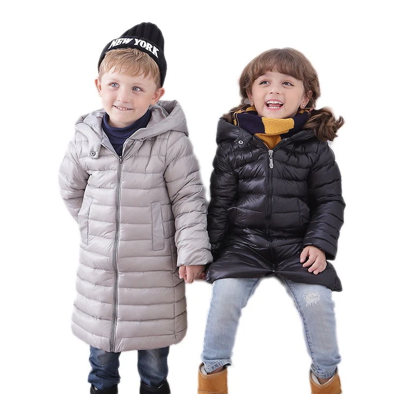 Детский пуховик с капюшоном для мальчиков и девочек зимняя детская куртка