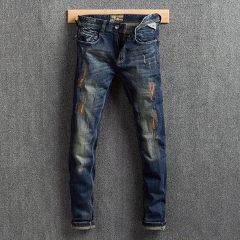 Fashion Streetwear Men Jeans Dark Blue Embroidery Patchwork Designer Ripped Jeans Men Distressed Pants Slim Fit Hip Hop Jeans
Fashion Streetwear Men Jeans Dark Blue Embroidery Patchwork Designer Ripped Jeans Men Distressed Pants Slim Fit Hip Hop Jeans