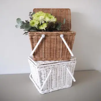 Nordic Ins Style Rattan Woven Portable Picnic Basket Multifunctional Storage Basket 
Nordic Ins Style Rattan Woven Portable Picnic Basket Multifunctional Storage Basket