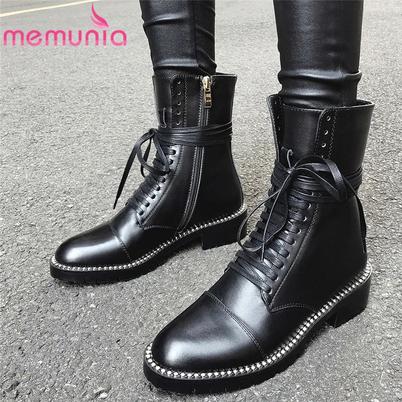 MEMUNIA 2021 top quality genuine leather punk shoes women ankle boots round toe zip lace up comfortable Motorcycle Boots woman
MEMUNIA 2021 top quality genuine leather punk shoes women ankle boots round toe zip lace up comfortable Motorcycle Boots woman