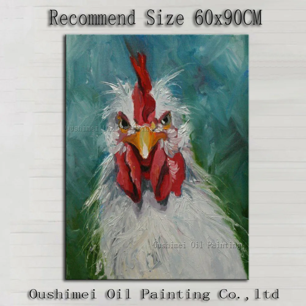 

Professional Artist Handmade High Quality Animal Cock Oil Painting On Canvas Hand-painted Modern Rooster Oil Painting Decoration