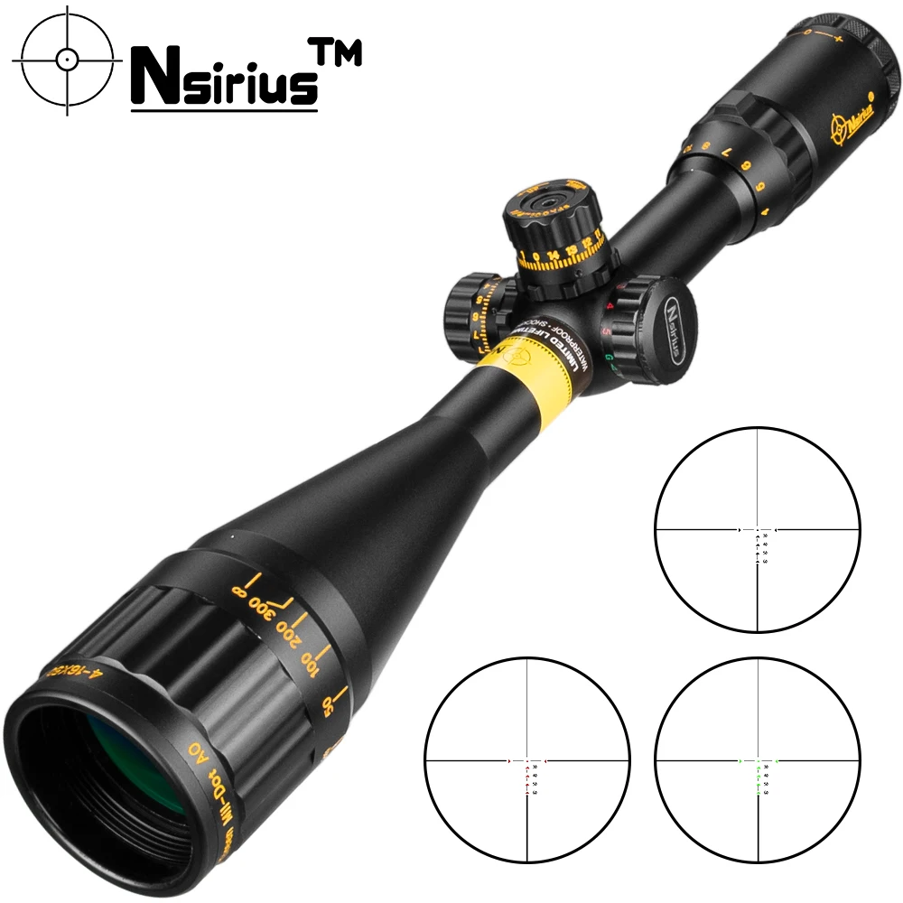 NSIRIUS Gold 4-16X50 AOE Tactical Riflescope Optical Sight Red Green llluminate Crosshair Reticle Hunting Sight For Sniper
NSIRIUS Gold 4-16X50 AOE Tactical Riflescope Optical Sight Red Green llluminate Crosshair Reticle Hunting Sight For Sniper