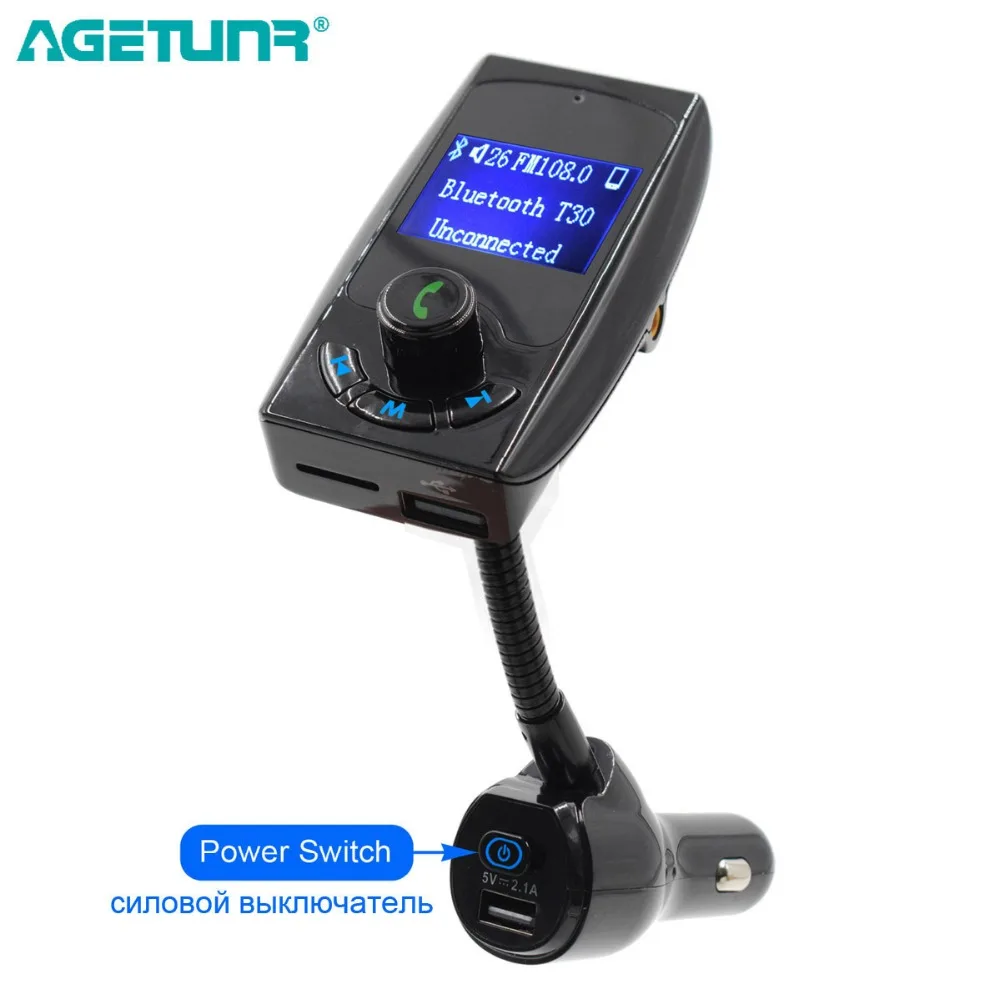 AGETUNR T30 Bluetooth Car Kit Handsfree Set FM Transmitter MP3 Music Player 2 USB Charger With Switch Support TF Card USB Music
AGETUNR T30 Bluetooth Car Kit Handsfree Set FM Transmitter MP3 Music Player 2 USB Charger With Switch Support TF Card USB Music