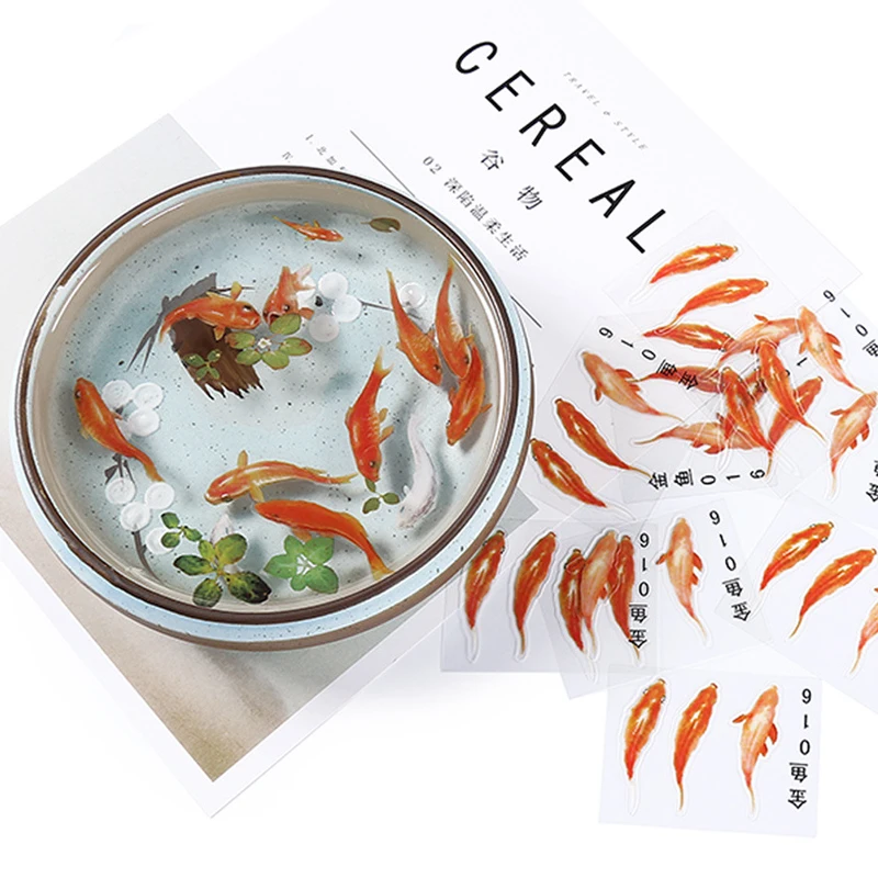 Фото 3 шт. милые 3D наклейки из смолы с изображением рыбы микро пейзаж декоративные