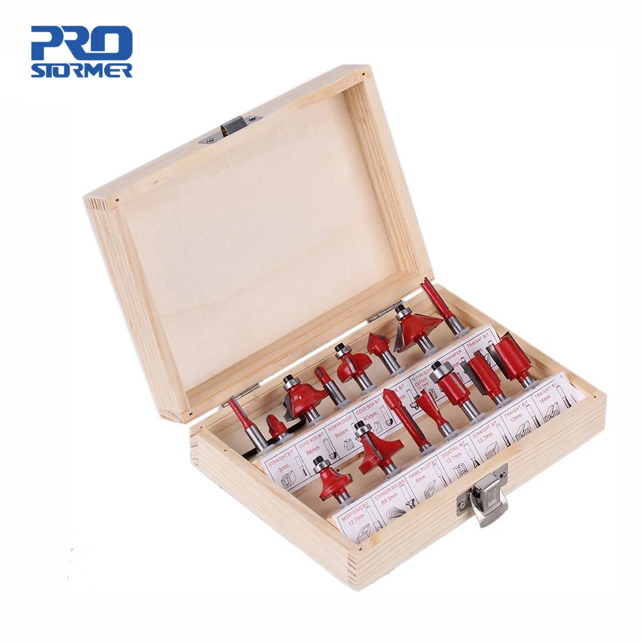 PROSTOEMER 15Pcs/set Professional Woodworking Carbide Router Bit Set Milling Cutter 1/4" Shank Wood Carving Engraving Tool Kit
PROSTOEMER 15Pcs/set Professional Woodworking Carbide Router Bit Set Milling Cutter 1/4" Shank Wood Carving Engraving Tool Kit