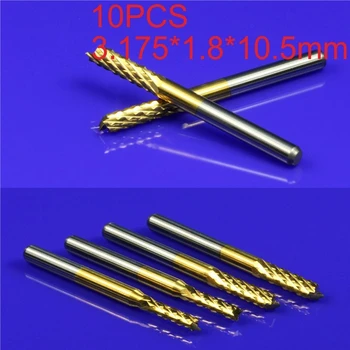 10pcs 3.175X1.8X10.5mm Titanium Coat Carbide End Mill Engraving Bits CNC Rotary Burrs
10pcs 3.175X1.8X10.5mm Titanium Coat Carbide End Mill Engraving Bits CNC Rotary Burrs