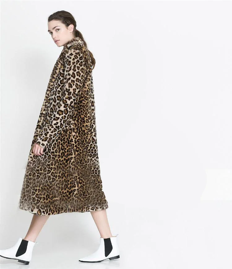 Для женщин зимние теплые Роскошные Имитация Искусственный Мех леопардовым