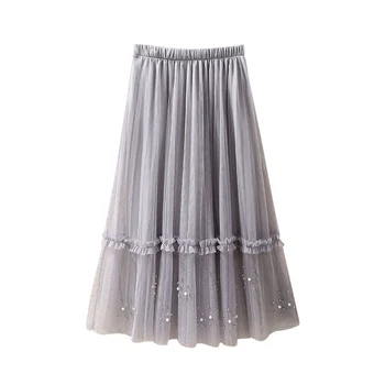 Women 2018 New Summer Autumn Tulle Beading Mesh Skirt Female Casual Pearl Beading Tutu Maxi Skirts Pleated Jupe Femme Bottom Q42
Women 2018 New Summer Autumn Tulle Beading Mesh Skirt Female Casual Pearl Beading Tutu Maxi Skirts Pleated Jupe Femme Bottom Q42