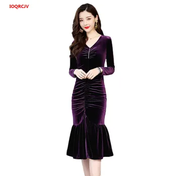 Gold Velvet Dress 2019 New Women's Spring Long-sleeved Retro Temperament Long Package Hip Dress Sexy Winter Fishtail Dress W566
Gold Velvet Dress 2019 New Women's Spring Long-sleeved Retro Temperament Long Package Hip Dress Sexy Winter Fishtail Dress W566