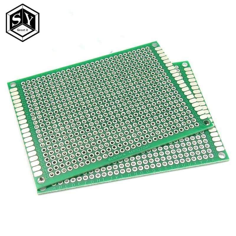 5PCS 6*8 6X8cm Double Side Prototype pcb Breadboard Universal Printed Circuit Board for Arduino 1.6mm 2.54mm Glass Fiber
5PCS 6*8 6X8cm Double Side Prototype pcb Breadboard Universal Printed Circuit Board for Arduino 1.6mm 2.54mm Glass Fiber