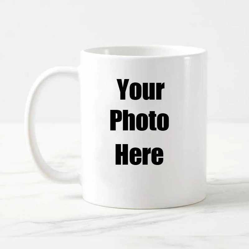 

Free shipping Personalised Custom white coffee Mug ceramic tea cup with your Photo Text logo