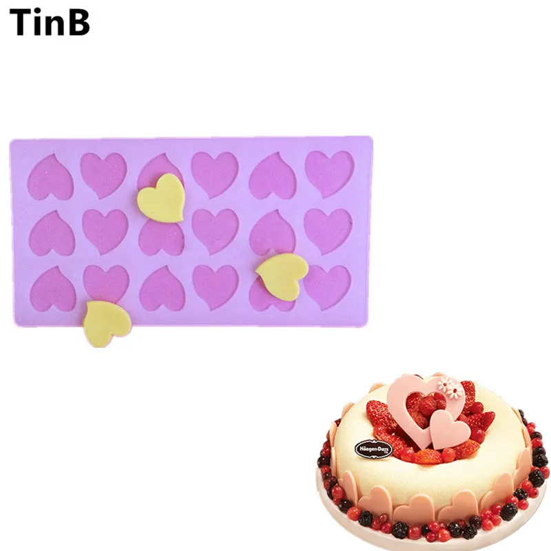 Image Cake Tool Cute Heart Shape Baking Mold Chocolate Silicone Embossing Die Sugar Arts Cake Decorating Tools Chocolate Mould Stencil