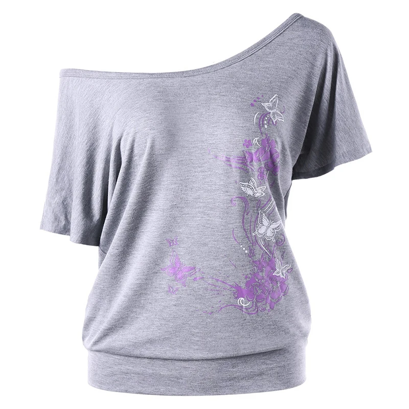 Summer T Shirt Women Butterfly Print Oblique Collar Casual Loose Tee Shirts Women Clothes 2019 Fahsion T-shirt Camiseta Mujer
Summer T Shirt Women Butterfly Print Oblique Collar Casual Loose Tee Shirts Women Clothes 2019 Fahsion T-shirt Camiseta Mujer