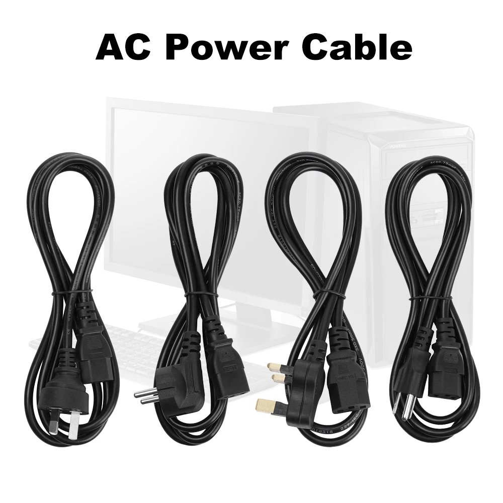 

1PC Universal US UK EU AU Plug 3 Pin AC Power Cord Laptop Power Supply Lead Cable For Dell HP ASUS Lenovo