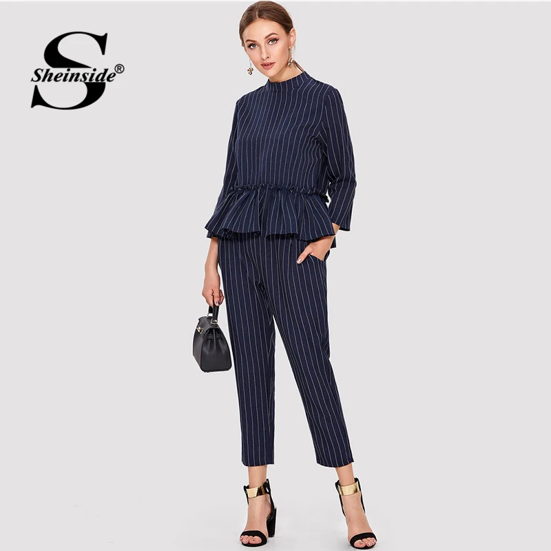Sheinside Navy Striped Elegant Top And Pants Office Ladies Ruffle Hem Round Neck 2018 Regular Fit Women Summer Fashion Twopiece
Sheinside Navy Striped Elegant Top And Pants Office Ladies Ruffle Hem Round Neck 2018 Regular Fit Women Summer Fashion Twopiece