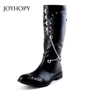 Fashion Men's Metal Chain Performance Boots Rivets Men High Top Shoes Mens Long Motorcycle Boots Mid Calf Leather Boots AMB2026
Fashion Men's Metal Chain Performance Boots Rivets Men High Top Shoes Mens Long Motorcycle Boots Mid Calf Leather Boots AMB2026