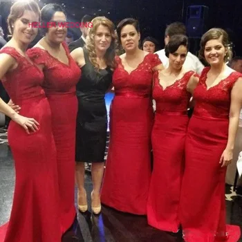 Red Bridesmaid Dress Cap Sleeves V Neck Floor Length Top Lace Maid Of Honor Dresses For Weddings Bruidsmeisjes Jurk Women
Red Bridesmaid Dress Cap Sleeves V Neck Floor Length Top Lace Maid Of Honor Dresses For Weddings Bruidsmeisjes Jurk Women