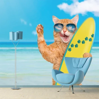 Creative Cool Cat Beach Wall TV Sofa background wallpaper living room bedroom hotel mural gallery Home decoration YBZ239 
Creative Cool Cat Beach Wall TV Sofa background wallpaper living room bedroom hotel mural gallery Home decoration YBZ239