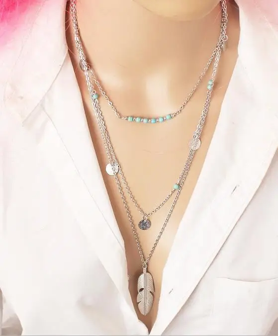 Bohemia Multilayer Metal Leaf Pendant Necklace Fashion Elegant Blue Stone Wafer Rope Chain Maxi Necklace Jewelry Bijoux 3N459
Bohemia Multilayer Metal Leaf Pendant Necklace Fashion Elegant Blue Stone Wafer Rope Chain Maxi Necklace Jewelry Bijoux 3N459