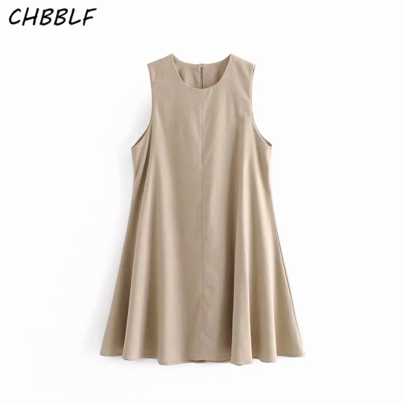 CHBBLF women stylish solid mini dress back zipper sleeveless sweet female casual chic khaki dresses loose vestidos A9259
CHBBLF women stylish solid mini dress back zipper sleeveless sweet female casual chic khaki dresses loose vestidos A9259