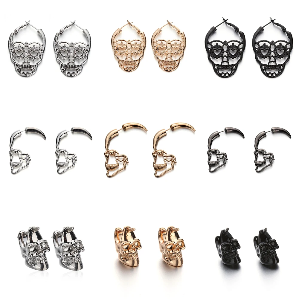1 Pair Punk Gothic Skull Earrings Textured Textured Skull Bones Stud Earrings Women Silver Gold Black Skeleton Jewelry Drop Ship
1 Pair Punk Gothic Skull Earrings Textured Textured Skull Bones Stud Earrings Women Silver Gold Black Skeleton Jewelry Drop Ship