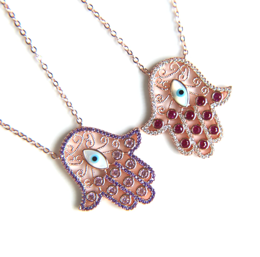 2019 Rose Evil eye Fashion hand lovely girl Necklace Hamsa Charm With purple red cz Adjustable Necklace Best Jewelry For party
2019 Rose Evil eye Fashion hand lovely girl Necklace Hamsa Charm With purple red cz Adjustable Necklace Best Jewelry For party