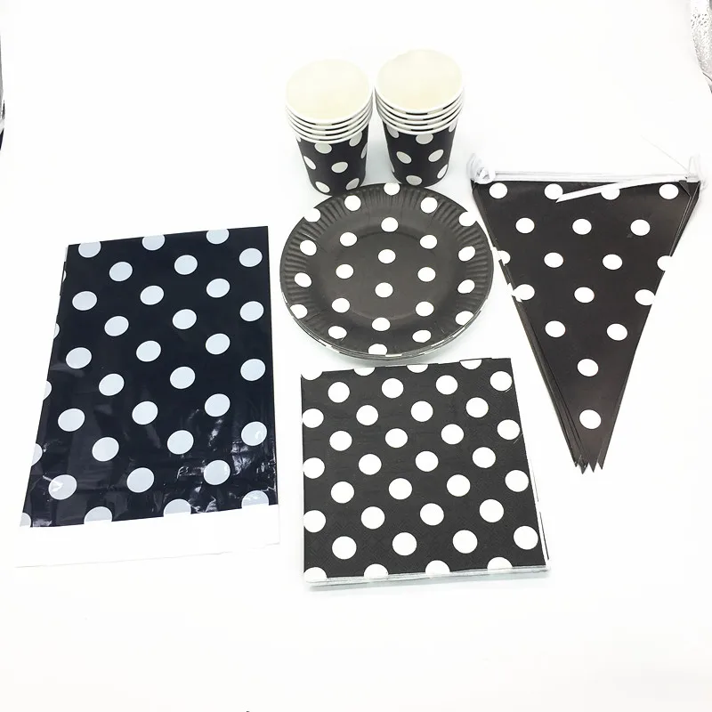 51pcs/lot black white dots theme disposable party set black white dots birthday party decorations dots disposable plates cups
51pcs/lot black white dots theme disposable party set black white dots birthday party decorations dots disposable plates cups