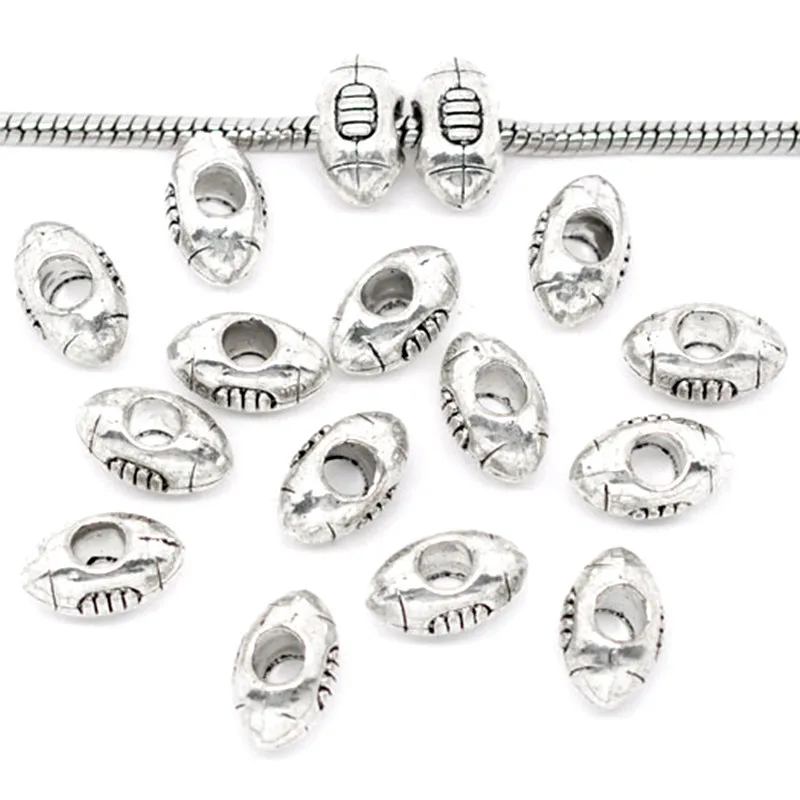 10Pcs European Spacer Bead Fit Charm Bracelet Silver Tone American Football Sport Metal Jewelry Findings 14x9mm
10Pcs European Spacer Bead Fit Charm Bracelet Silver Tone American Football Sport Metal Jewelry Findings 14x9mm