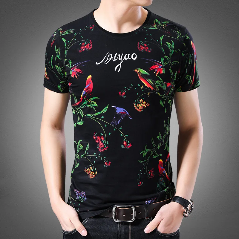 BY9801 Exquisite flowers and birds full print short sleeve t shrit Summer2019 New top quality cotton soft breathable t shirt men
BY9801 Exquisite flowers and birds full print short sleeve t shrit Summer2019 New top quality cotton soft breathable t shirt men