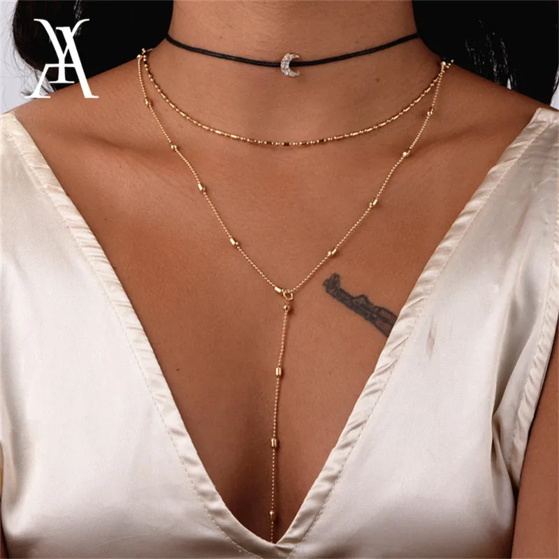 AY 3 Layers Chain Necklace Set Crystal Necklace Crescent Moon Necklace Boho Jewelry Minimal Multi Layer Long Pendant Collier
AY 3 Layers Chain Necklace Set Crystal Necklace Crescent Moon Necklace Boho Jewelry Minimal Multi Layer Long Pendant Collier