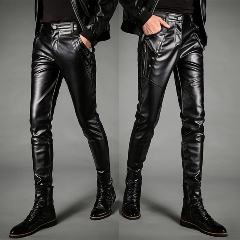 Men's Slim Locomotive Leather Pants Feet Leather Pants Nightclub Men's PU Pants Streetwear Men Pants Hip Hop Men Clothing 2018
Men's Slim Locomotive Leather Pants Feet Leather Pants Nightclub Men's PU Pants Streetwear Men Pants Hip Hop Men Clothing 2018