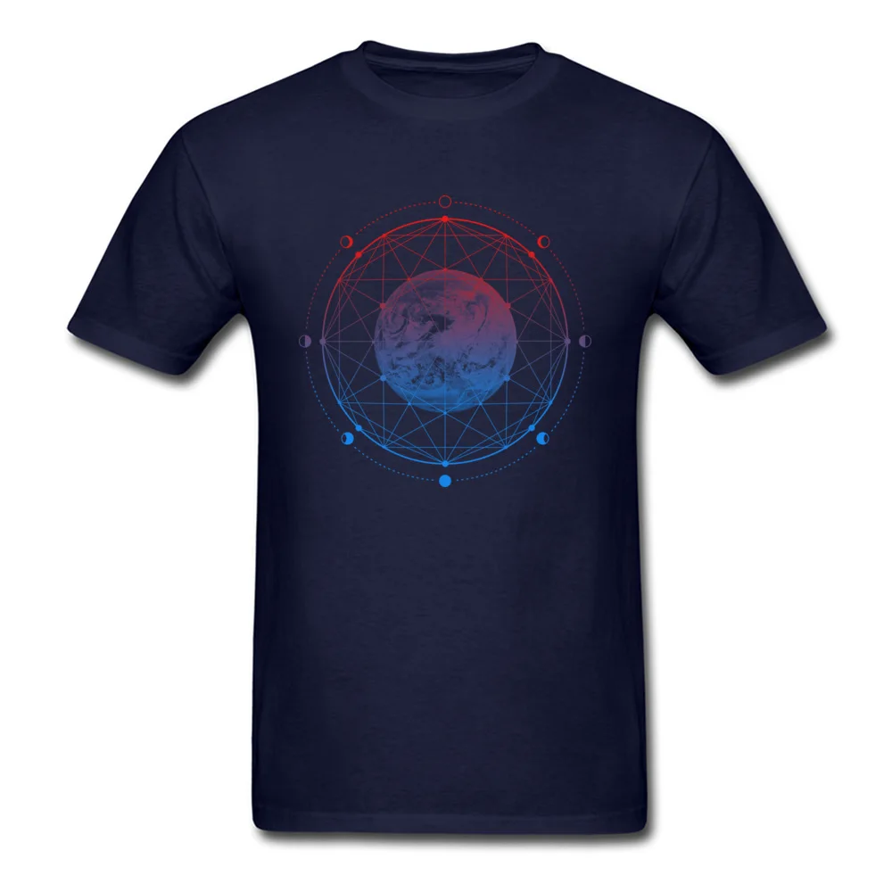Moon Phases Pure Cotton Tops Shirt for Men Printing T Shirt Casual Graphic Crew Neck Tee-Shirts Short Sleeve Top Quality Moon Phases navy