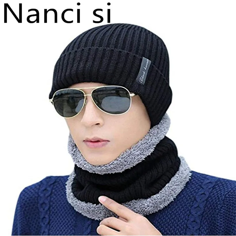 

Nanci si Winter Thick Beanie Hat Scarf Set Slouchy Knit Fleece Lined Skull Cap Gorras Bonnet Warm Baggy Winter Hat For Men Women