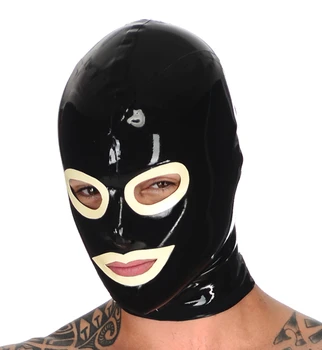 Unisex Black Latex Hood With White Trim Around Eyes Mouth Latex Rubber Mask Back Zip 
Unisex Black Latex Hood With White Trim Around Eyes Mouth Latex Rubber Mask Back Zip