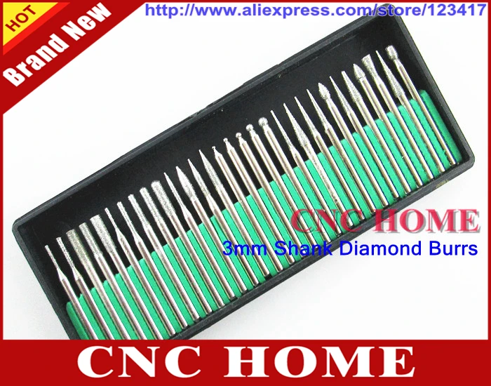 Free Shipping 30 pcs/set 3mm Shank Diamond Burrs Bur Bit Set Dremel Rotary Tool Drill Bit Power Tools on Rock, Jewelry, Glass
Free Shipping 30 pcs/set 3mm Shank Diamond Burrs Bur Bit Set Dremel Rotary Tool Drill Bit Power Tools on Rock, Jewelry, Glass