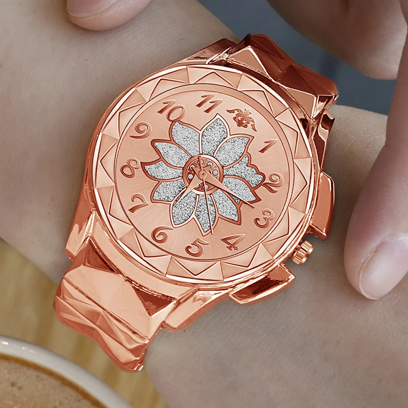 Flower Creation Gold Fashion Female Ladies Watches Quartz Women Diamond Stainless Strap Watches Relojes Mujer Drop shipping
Flower Creation Gold Fashion Female Ladies Watches Quartz Women Diamond Stainless Strap Watches Relojes Mujer Drop shipping