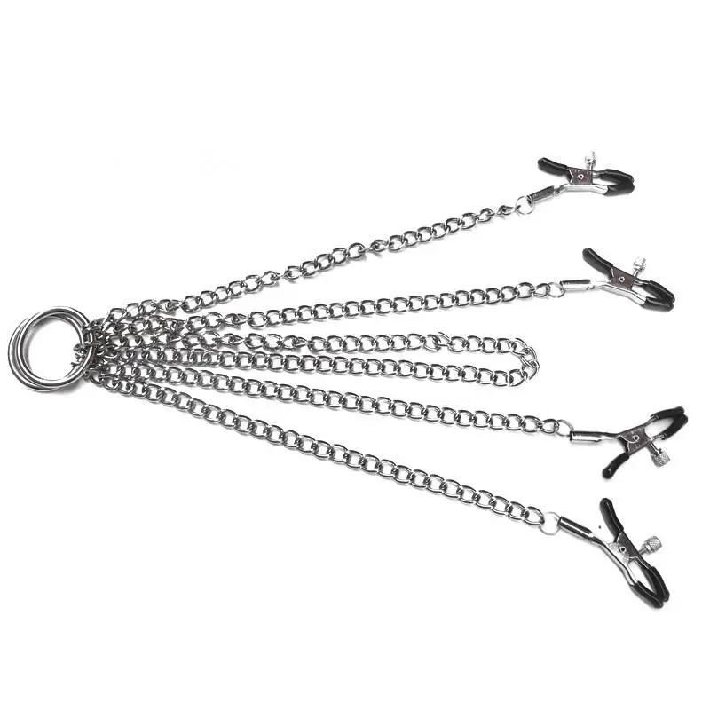 Зажимы на соски c двойной цепочкой купить со скидкой в секс шопе  Стимуляторы для груди  Зажимы для груди