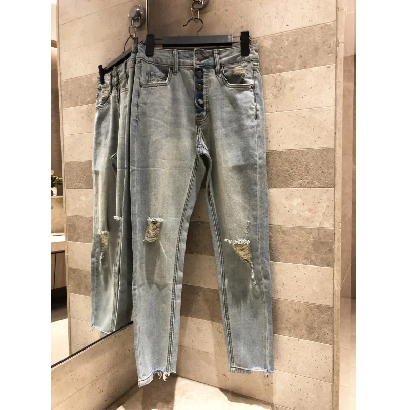 Women's casual long jeans blue jeans hole broken slim jeans women's clothing High waisted jeans
Women's casual long jeans blue jeans hole broken slim jeans women's clothing High waisted jeans
