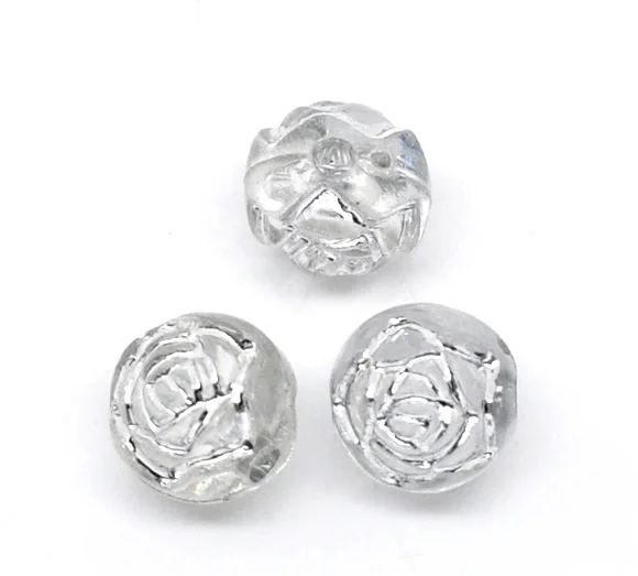 

DoreenBeads Acrylic Spacer Beads Flower Gray Silver color Flower Pattern color About 8mm Dia,Hole: Approx 1mm,50 PCs