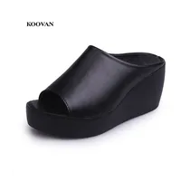 Koovan Women's Sandals Female Summer 2018 New Slope With Thick Bottom Large Size Cake Clothing Shoes Women Girls Slipper 7cm image
