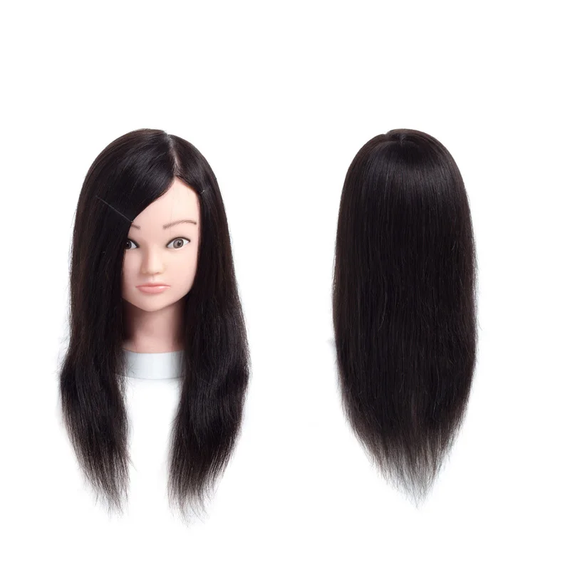 100% Human Hair Training Head Hairdressing Practice Training Mannequin+Clamp