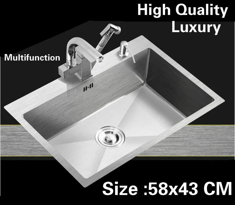 Free shipping Apartment multifunction luxury kitchen manual sink single trough 304 stainless steel hot sell 58x43 CM
Free shipping Apartment multifunction luxury kitchen manual sink single trough 304 stainless steel hot sell 58x43 CM
