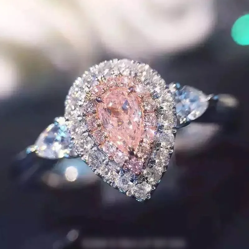 Genuine high quality luxurious Pink drop shaped carat simulation Moissanite ring Woman's wedding propose Ring Free shipping
Genuine high quality luxurious Pink drop shaped carat simulation Moissanite ring Woman's wedding propose Ring Free shipping