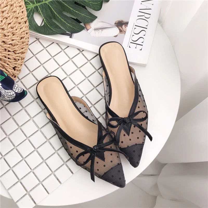 2019 Summer Sweet Women Bow Knots Black White Flat Slides Mules Closed Toe Lace Polka Dot Slippers Slip On Loafers Party Shoes
2019 Summer Sweet Women Bow Knots Black White Flat Slides Mules Closed Toe Lace Polka Dot Slippers Slip On Loafers Party Shoes