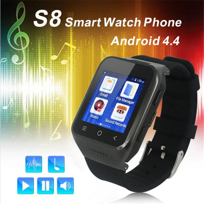 Android 4 Dual Core Смарт часы ZGPAX S8 наручные Мобильные Телефоны SmartWatch поддерживает GSM 3g