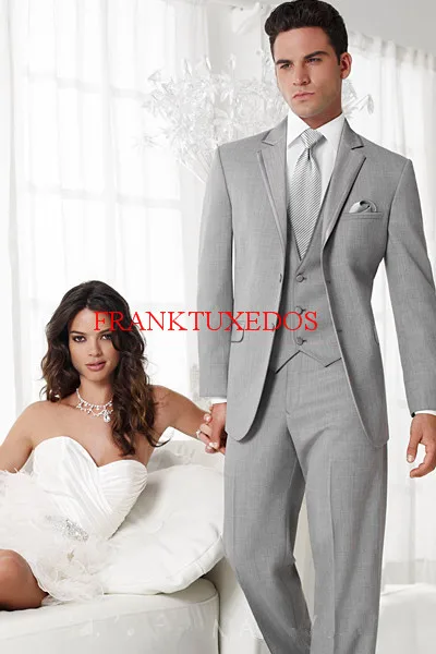Custom Made Two Button light Gray Groom Tuxedos Nocth Lapel Groomsmen Men Wedding Tuxedos Prom Suits (Jacket+Pants+Vest+Tie)
Custom Made Two Button light Gray Groom Tuxedos Nocth Lapel Groomsmen Men Wedding Tuxedos Prom Suits (Jacket+Pants+Vest+Tie)