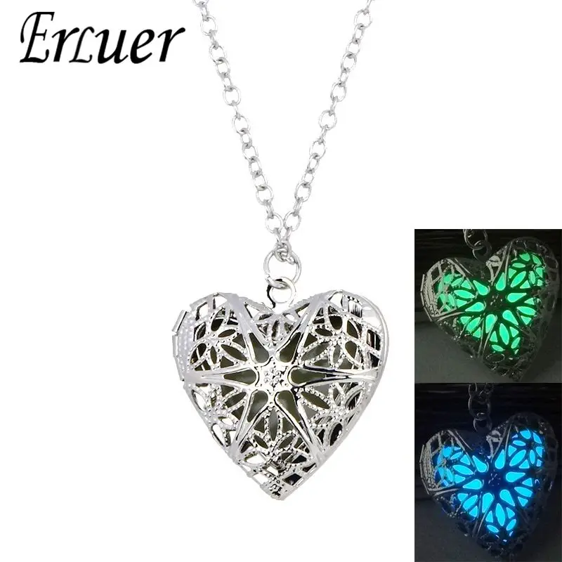 ERLUER Women's Heart Luminous pendant Glow In The Dark Necklace Silver Plated locket Necklaces Party Valentine's Gift For Women
ERLUER Women's Heart Luminous pendant Glow In The Dark Necklace Silver Plated locket Necklaces Party Valentine's Gift For Women