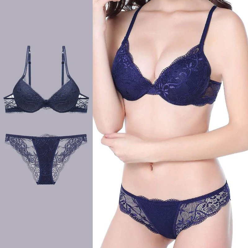 Lace Deep V Women Bra Set Tow Hook-and-eye Solid Lingerie and Mid Waist Briefs Sets A B C cup Beige Black Blue
Lace Deep V Women Bra Set Tow Hook-and-eye Solid Lingerie and Mid Waist Briefs Sets A B C cup Beige Black Blue