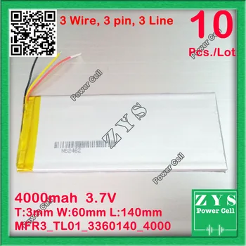 10 pcs/Lot 3 wire, New 4000mAH Li-ion Tablet pc battery For 7,8,9 inch tablet PC ICOO 3.7V 4000mah 3360140 3060140 3.3x60x143mm
10 pcs/Lot 3 wire, New 4000mAH Li-ion Tablet pc battery For 7,8,9 inch tablet PC ICOO 3.7V 4000mah 3360140 3060140 3.3x60x143mm